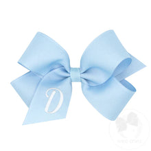 Load image into Gallery viewer, Light Blue Medium Monogrammed Girls Hair Bow
