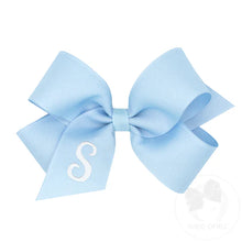 Load image into Gallery viewer, Light Blue Medium Monogrammed Girls Hair Bow