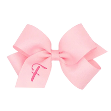 Load image into Gallery viewer, Pink Medium Monogrammed Girls Hair Bow