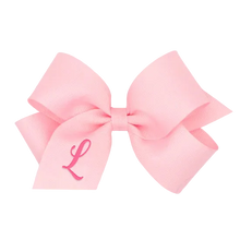 Load image into Gallery viewer, Pink Medium Monogrammed Girls Hair Bow