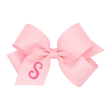 Load image into Gallery viewer, Pink Medium Monogrammed Girls Hair Bow