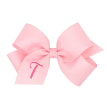 Load image into Gallery viewer, Pink Medium Monogrammed Girls Hair Bow