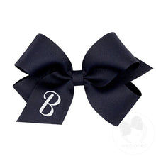 Load image into Gallery viewer, Navy Medium Monogrammed Girls Hair Bow
