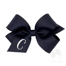 Load image into Gallery viewer, Navy Medium Monogrammed Girls Hair Bow