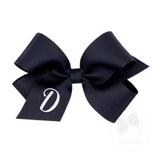 Load image into Gallery viewer, Navy Medium Monogrammed Girls Hair Bow