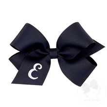 Load image into Gallery viewer, Navy Medium Monogrammed Girls Hair Bow