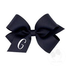 Load image into Gallery viewer, Navy Medium Monogrammed Girls Hair Bow