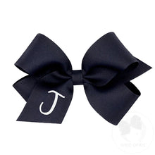 Load image into Gallery viewer, Navy Medium Monogrammed Girls Hair Bow
