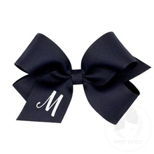 Load image into Gallery viewer, Navy Medium Monogrammed Girls Hair Bow