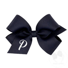 Load image into Gallery viewer, Navy Medium Monogrammed Girls Hair Bow