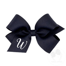 Load image into Gallery viewer, Navy Medium Monogrammed Girls Hair Bow