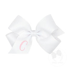 Load image into Gallery viewer, White Medium Monogrammed Girls Hair Bow
