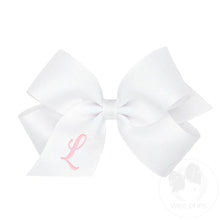 Load image into Gallery viewer, White Medium Monogrammed Girls Hair Bow