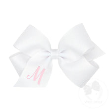 Load image into Gallery viewer, White Medium Monogrammed Girls Hair Bow