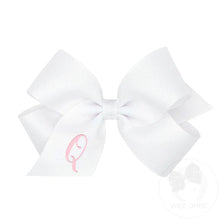 Load image into Gallery viewer, White Medium Monogrammed Girls Hair Bow