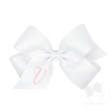 Load image into Gallery viewer, White Medium Monogrammed Girls Hair Bow