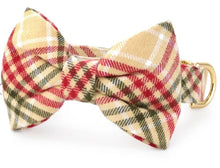 Load image into Gallery viewer, Eggnog Plaid Flannel Bow Tie Collar