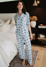 Load image into Gallery viewer, Light Blue Toile Coquette Bows PJ Pants Set
