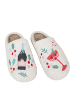 Load image into Gallery viewer, Holiday Champagne, Coupes & Holly Women's Slippers