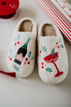 Load image into Gallery viewer, Holiday Champagne, Coupes & Holly Women's Slippers