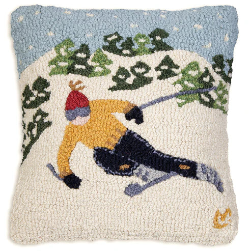 Tree Skier Winter Pillow