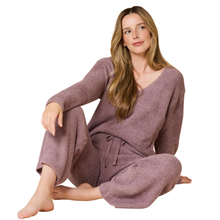 Load image into Gallery viewer, Solid Marshmallow V-Neck Lounge Set - Driftwood
