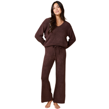 Load image into Gallery viewer, Solid Marshmallow V-Neck Lounge Set - Espresso
