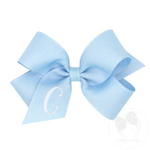 Load image into Gallery viewer, Light Blue Medium Monogrammed Girls Hair Bow
