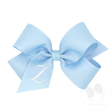 Load image into Gallery viewer, Light Blue Medium Monogrammed Girls Hair Bow
