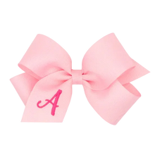 Load image into Gallery viewer, Pink Medium Monogrammed Girls Hair Bow
