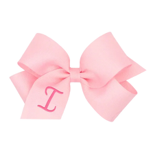 Load image into Gallery viewer, Pink Medium Monogrammed Girls Hair Bow
