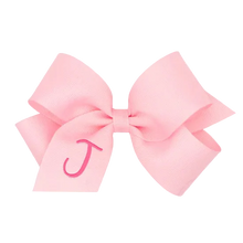Load image into Gallery viewer, Pink Medium Monogrammed Girls Hair Bow
