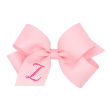 Load image into Gallery viewer, Pink Medium Monogrammed Girls Hair Bow
