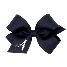 Load image into Gallery viewer, Navy Medium Monogrammed Girls Hair Bow
