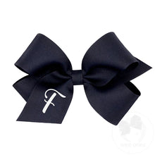 Load image into Gallery viewer, Navy Medium Monogrammed Girls Hair Bow
