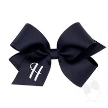 Load image into Gallery viewer, Navy Medium Monogrammed Girls Hair Bow
