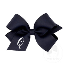Load image into Gallery viewer, Navy Medium Monogrammed Girls Hair Bow
