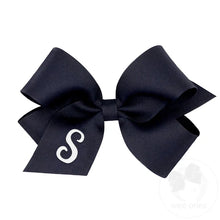 Load image into Gallery viewer, Navy Medium Monogrammed Girls Hair Bow

