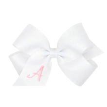 Load image into Gallery viewer, White Medium Monogrammed Girls Hair Bow
