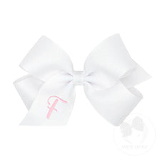 Load image into Gallery viewer, White Medium Monogrammed Girls Hair Bow
