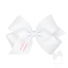 Load image into Gallery viewer, White Medium Monogrammed Girls Hair Bow
