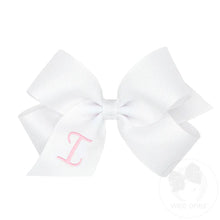 Load image into Gallery viewer, White Medium Monogrammed Girls Hair Bow
