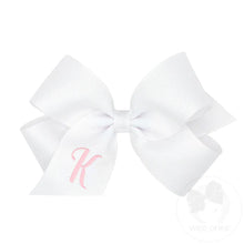 Load image into Gallery viewer, White Medium Monogrammed Girls Hair Bow

