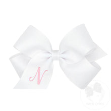 Load image into Gallery viewer, White Medium Monogrammed Girls Hair Bow

