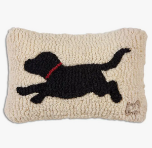 Running Black Dog Pillow