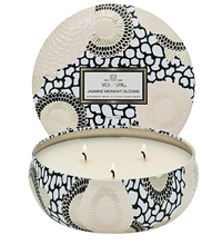 Load image into Gallery viewer, Voluspa Jasmine Midnight Blooms 3 Wick Tin Candle
