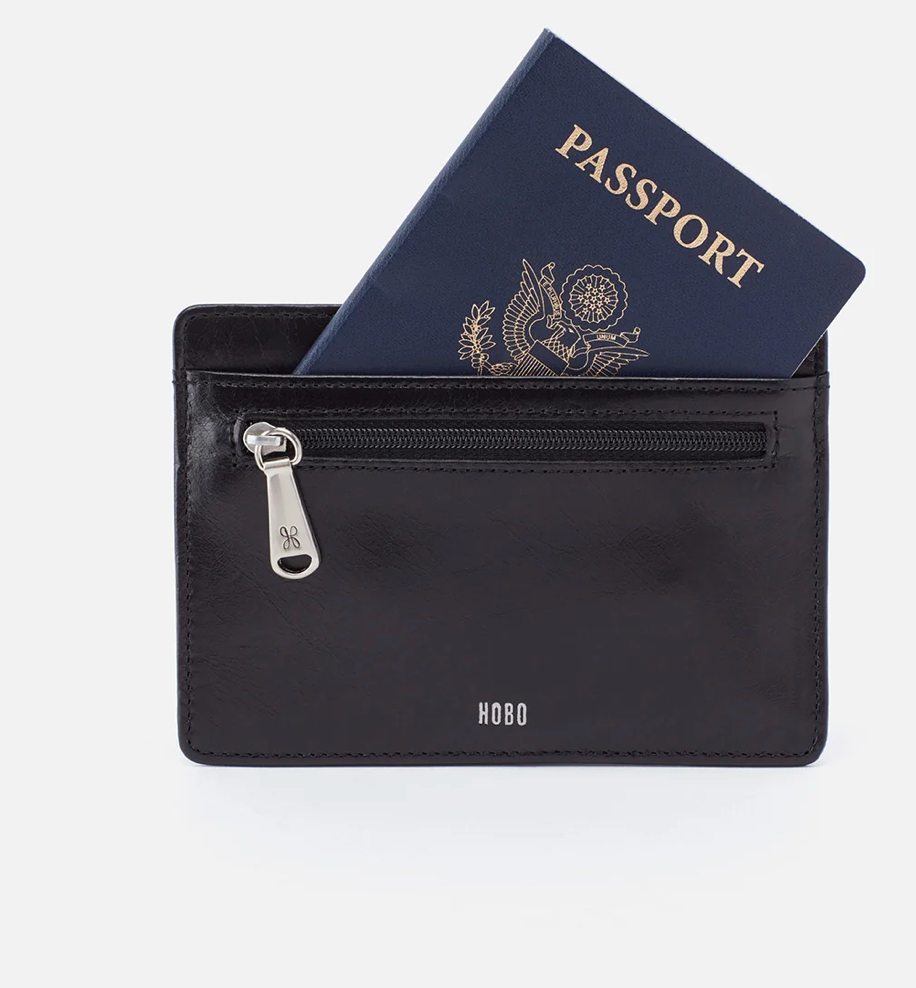 Euro Slide Card Case in Polished Leather (Black)