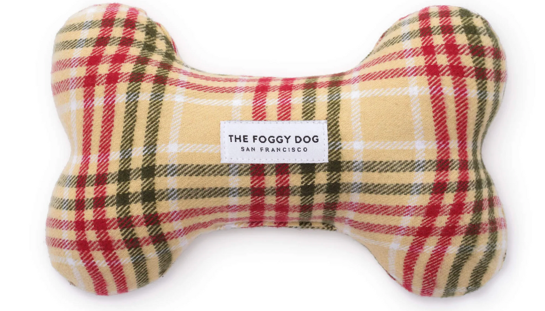 Eggnog Plaid Flannel Dog Squeaky Toy