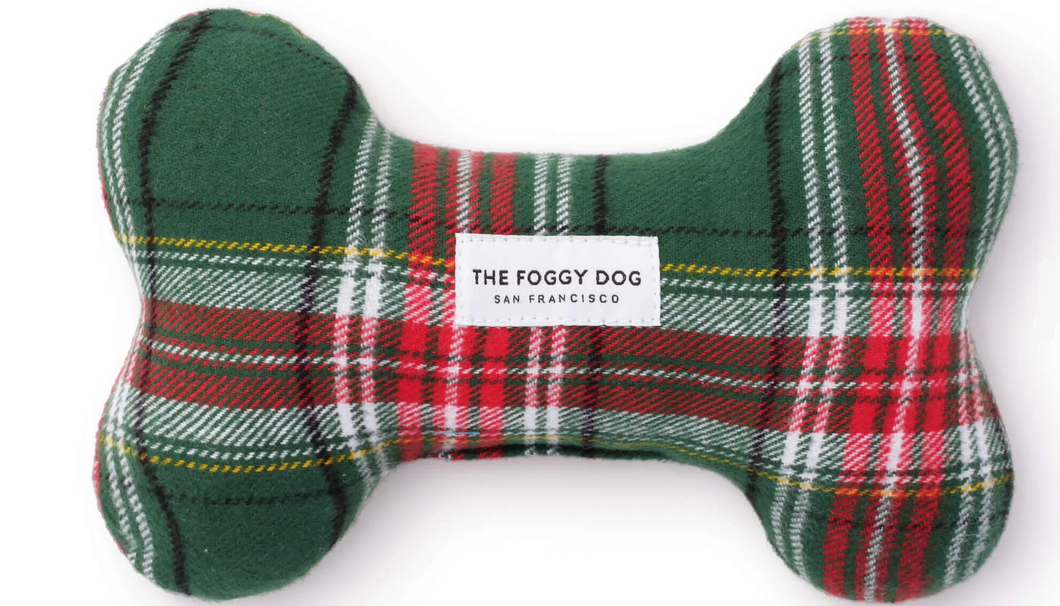 Holly Jolly Plaid Flannel Dog Squeaky Toy