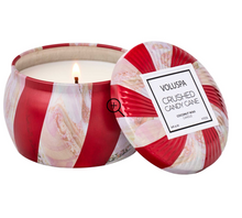 Load image into Gallery viewer, Crushed Candy Cane Mini Tin Candle
